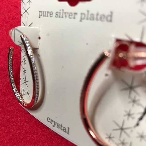 Sparkle Allure Crystal Silver plated Hoop Earrings - Picture 5 of 8